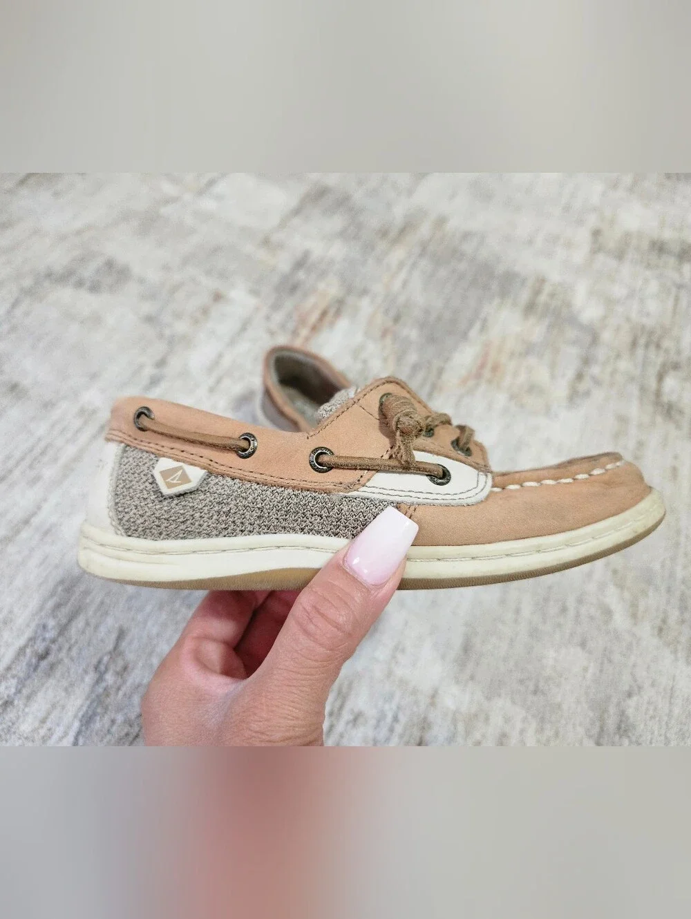 Sperry Kids Tan and Brown Leather Moccasin Boat Shoes Size 13